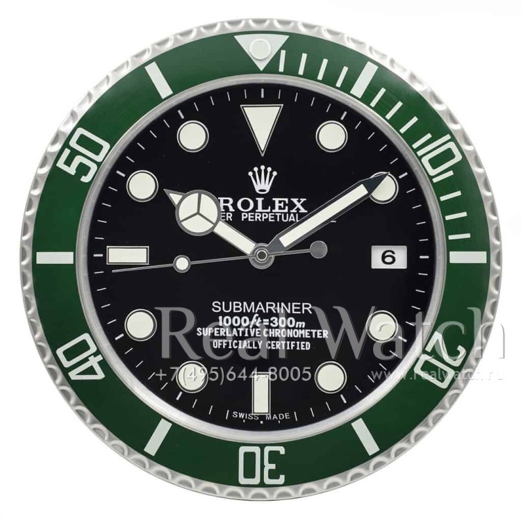 Настенные часы Rolex Submariner Green/Black