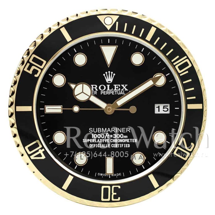Настенные часы Rolex Submariner Gold/Black